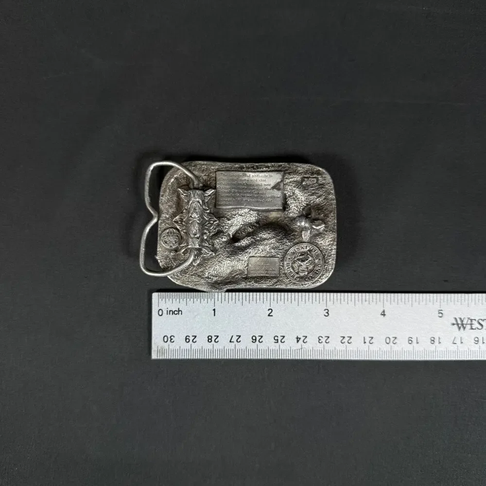 RING NECKED PHEASANTS FLYING BIRDS NATURE VINTAGE BELT BUCKLE SISKIYOU USA 1983